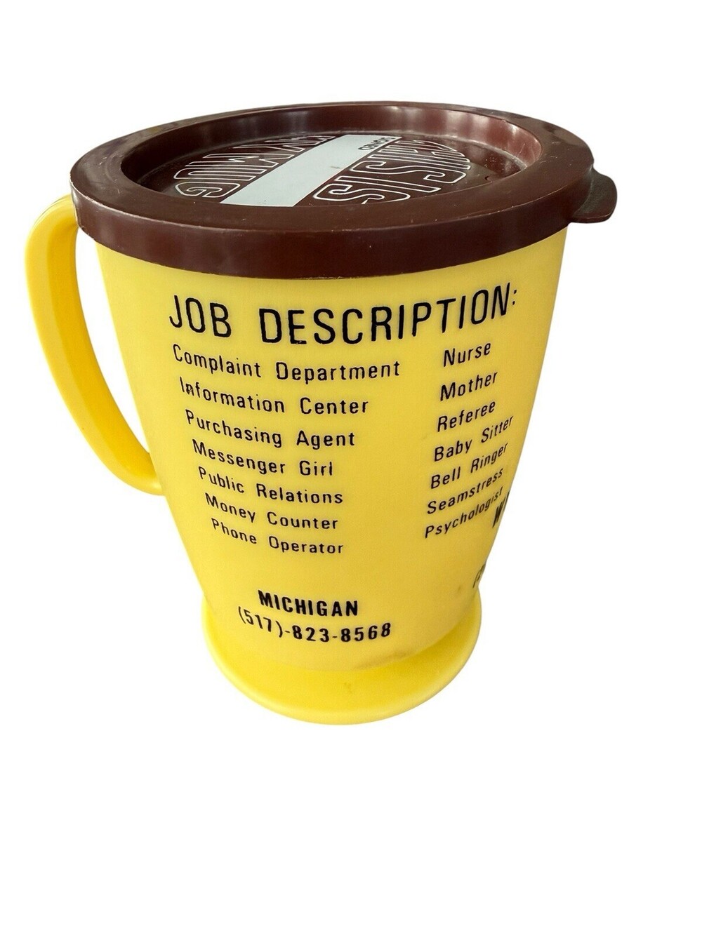 Whirley Industries Vintage Plastic Cup With Cover School Secretaries Travel Mug